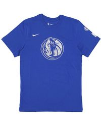 Nike - Fitness ,Blauw ,Katoen Nba Logo Essential Tee - Lyst