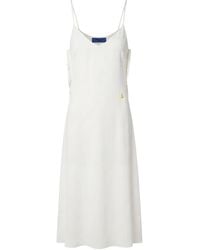 Trussardi - Kleedjes ,Wit ,Polyester Midi-Jurk Met Kanten Rugdetail - Lyst