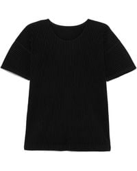 Issey Miyake - Schwarzes plissiertes t-shirt für männer - Lyst
