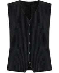 Issey Miyake - Jassen ,Zwart ,Polyester Geplooide Vest - Lyst