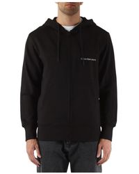 Calvin Klein - Kapuzen-sweatshirt mit reißverschluss aus baumwolle - Lyst