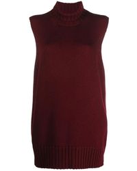 Jil Sander - Truien & Vesten ,Rood ,Wol Wollen Coltrui Vest - Lyst