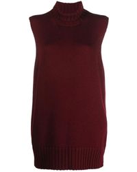 Jil Sander - Truien & Vesten ,Rood ,Wol Wollen Coltrui Vest - Lyst