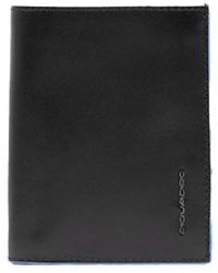 Piquadro - Accessoires ,Zwart ,Katoen Square Vertical Wallet - Lyst