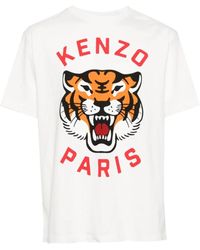 KENZO - T-shirts,beige logo t-shirt - Lyst