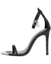 Just Cavalli - Schwarze python absatz sandalen mit gold detail,schwarze absatzsandale - Lyst
