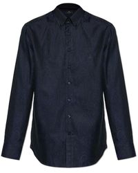 Etro - Overhemden ,Blauw ,Katoen Cotton Jacquard Shirt - Lyst
