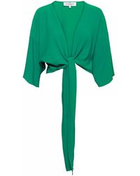 &Co Woman - Grünes top mit kurzen ärmeln und knopfdetail,navy top mit kurzen ärmeln und knopfdetail,kobaltblauer top mit kurzen ärmeln &co - Lyst