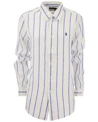 Ralph Lauren - Camicia a righe in lino con vestibilità ampia - Lyst