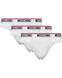 Moschino - Ondergoed ,Wit ,Katoen Logo Band Set Van 3 Slips - Lyst