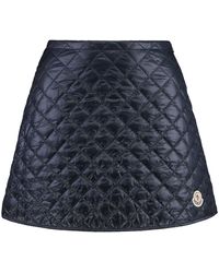 Moncler - Rokken ,Blauw ,Polyester Diamond-Quilted Mini Skirt - Lyst