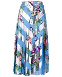 Gucci Striped Floral Skirt - Blauw
