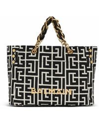 Balmain - Shopper 1945 Soft Aus Jacquard-Canvas Mit Pb-Monogramm - Lyst