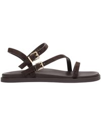 ESTRO - Velours Sandalen Met Dunne Bandjes - Lyst