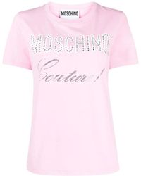 Moschino - Magliette rosa con cristalli per donne - Lyst