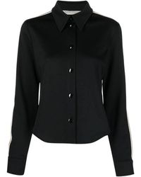 Palm Angels - Camicia nera slim fit in jersey con dettaglio a righe - Lyst