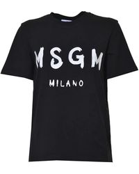 MSGM - Camisetas y polos negros con estampado de logo - Lyst