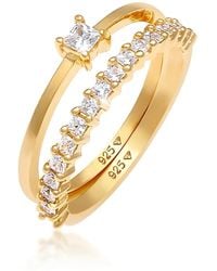 Elli Jewelry - Romantisches Silberring-Set Mit Zirkonia - Lyst
