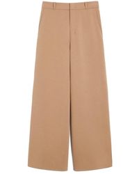 Max Mara - Bruine Katoenen Jersey Broek Hoge Taille - Lyst