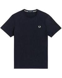 Fred Perry - Tops ,Blauw ,Katoen Ronde Hals T-Shirt - Lyst