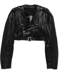 Rick Owens - Jassen ,Zwart ,Leer Micro Biker Belted Jacket - Lyst