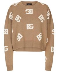 Dolce & Gabbana - Cropped Wool Sweater With Inlay - Lyst