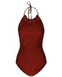 Zimmermann - Aster One-Piece Badpak Met Plooien En Kralen - Lyst