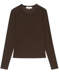 FRAME - Truien & Vesten ,Bruin ,Long Sleeve Rib Crew - Lyst