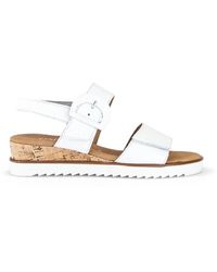 Gabor - Weiße Leder-Sandaletten Mit Keilabsatz - Lyst