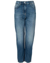 Pinko - Jeans ,Blauw ,Katoen Vintage Stijl Loose-Fit Jeans - Lyst