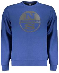 North Sails - Blauer Baumwollpullover Mit Logoaufdruck - Lyst