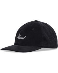 USUAL - Accessoires ,Zwart ,Katoen Zwarte Italic Flat Visor Cap - Lyst