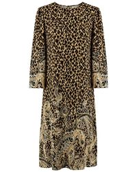 Etro - Kleedjes ,Veelkleurig ,Mini Zijden Tuniekjurk Met Paisley En Dierenprint - Lyst