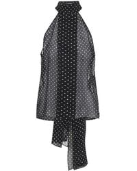 Tom Ford - Tops ,Zwart ,Polka Dot Silk Georgette Halterneck Lavallière Top Met Plissé Detail - Lyst