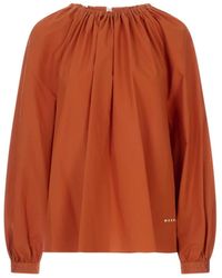 Marni - Overhemden ,Bruin ,Katoen Poplin Blouse - Lyst