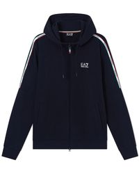 EA7 - Hoodies & Sweatvesten ,Blauw ,Katoen Logo Series Hooded Sweatshirt - Lyst