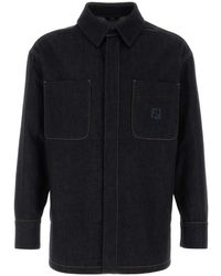 Fendi - Bruine Jassen Met Blauwe Accents - Lyst