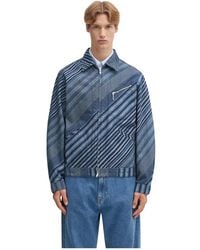 KENZO - Diagonal Stripe Zipped Trucker Jacket - Lyst