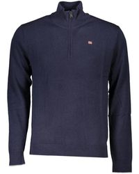 Napapijri - Truien & Vesten ,Blauw ,Blauwe Half-Zip Geborduurde Trui - Lyst