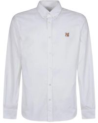 Maison Kitsuné - Klassisches weißes button down hemd mit institutionellem fuchskopf h - Lyst