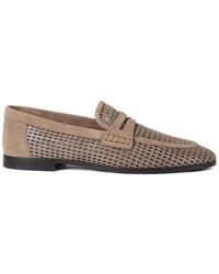 Brunello Cucinelli - Sprankelende Net Loafers Van Leer - Lyst