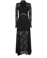 Rabanne - Kleedjes ,Zwart ,Lange Jurk Van Kant Met Cut-Out Details - Lyst