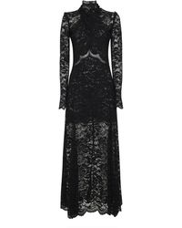 Rabanne - Kleedjes ,Zwart ,Lange Jurk Van Kant Met Cut-Out Details - Lyst