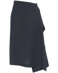 Ottod'Ame - Rokken ,Zwart ,Leer Elegante Gestreepte Midi Rok - Lyst