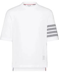 Thom Browne - Tops ,Wit ,Katoen 4 Bar Jersey T-Shirt - Lyst