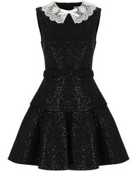 Self-Portrait - Kleedjes ,Zwart ,Pailletten Sequin Boucle Mini Jurk - Lyst