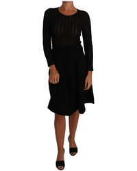 Dolce & Gabbana Sheath Long Sleeves Dress - Zwart