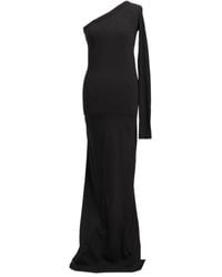 Rick Owens - Kleedjes ,Zwart ,Katoen Zwarte Ziggy One-Shoulder Jurk - Lyst