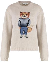 Maison Kitsuné - Truien & Vesten ,Wol Dressed Fox Intarsia Jumper - Lyst