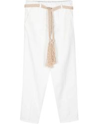 Alysi - Pantalones de algodón blancos con detalles fruncidos - Lyst